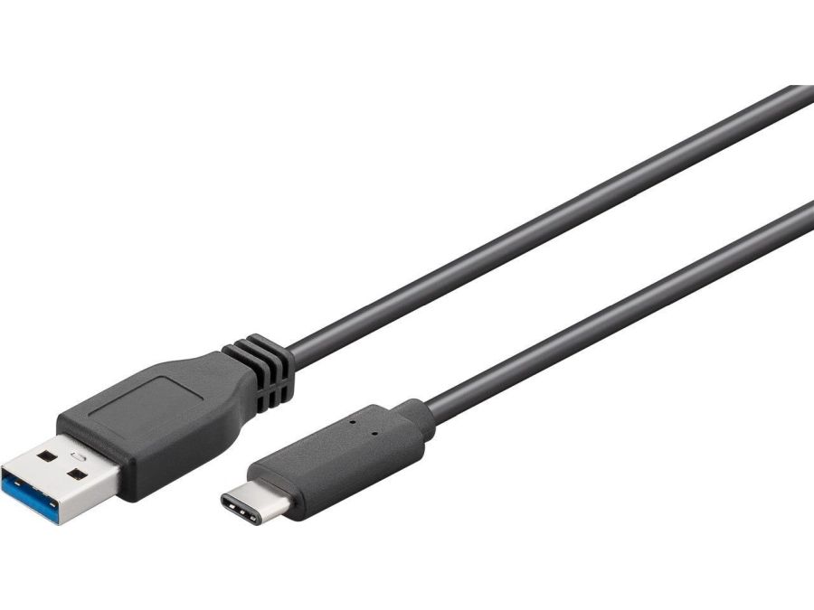 USB 3.0 SuperSpeed kabel - A han > USB-C han, 3A Sort (1m)