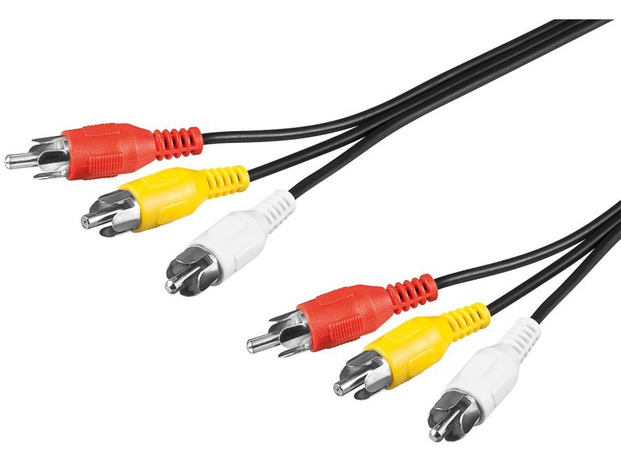 A/V kabel - 3 x RCA han > 3 x RCA han (5m)