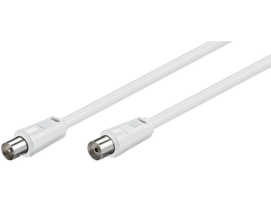Antennekabel - COAX han/hun, RG59 CSS, Hvid (5m)