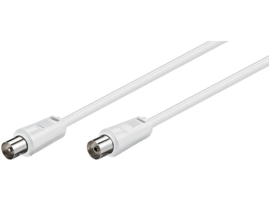 Antennekabel - COAX han/hun, 3C-2V CSS, Hvid (10m)
