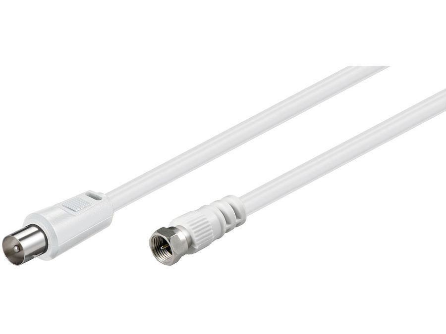 Antennekabel - F han til COAX han, 3C-2V CCS, Hvid (5m)