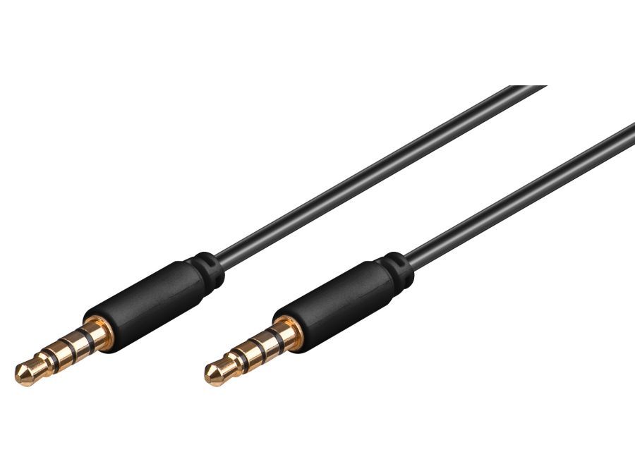 iPhone/iPad audiokabel - 4 pol JACK han/han, Sort (0,5m)