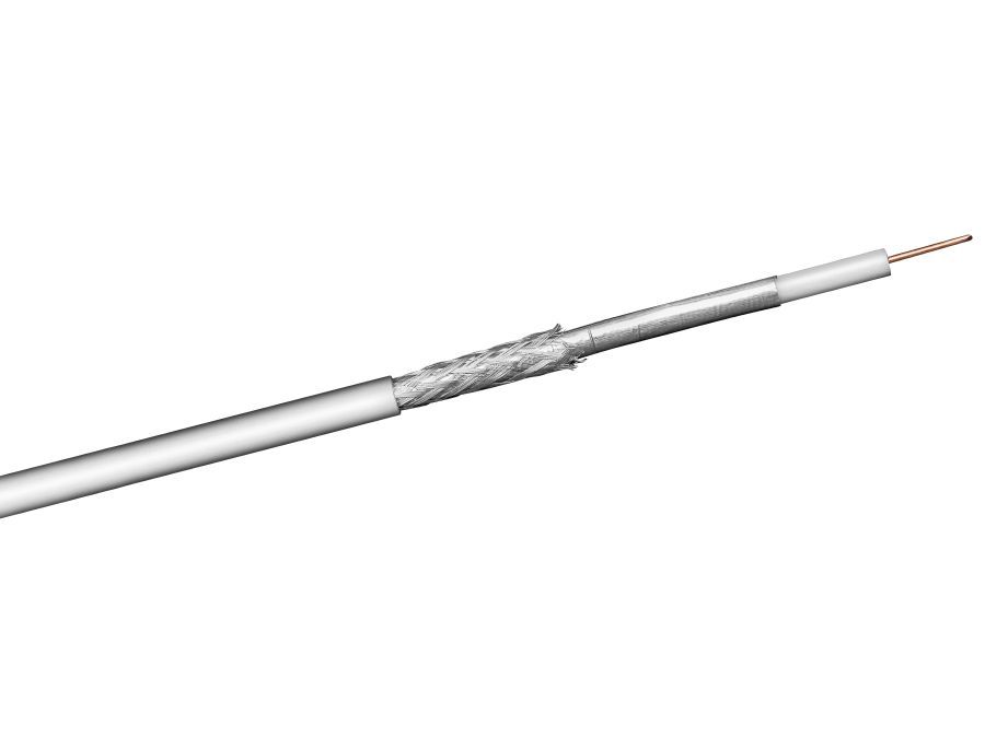 COAX antennekabel - 75ohm 2 skærm CCS Hvid Ø7mm (100m)