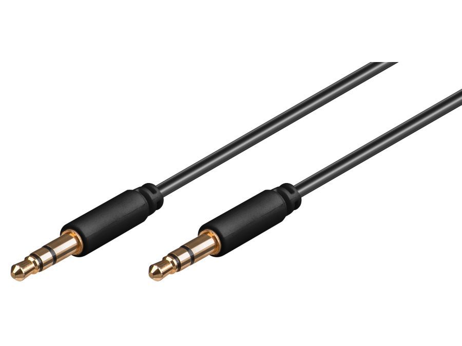 Audiokabel - 2 x 3,5mm stereo JACK han slim, Sort (2m)