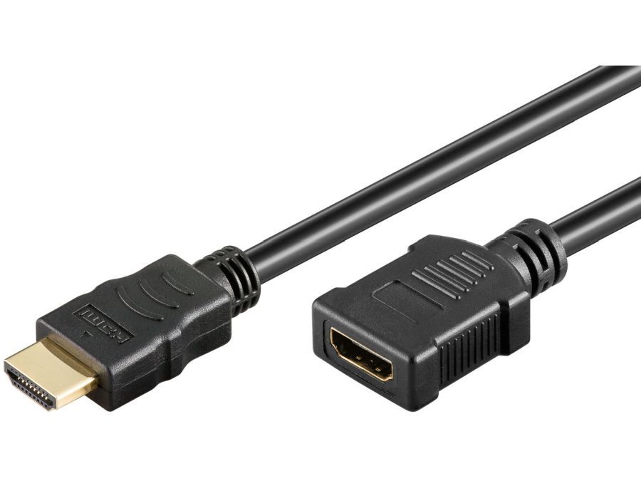 HDMI 1.4 forlængerkabel - Han/hun m.E Sort (5m)