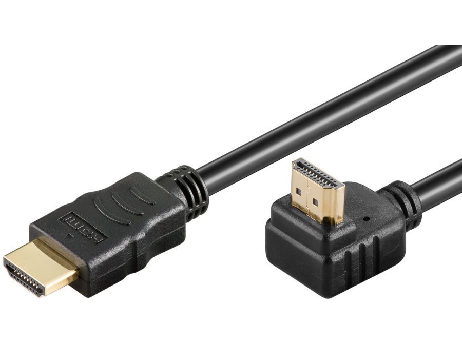 HighSpeed HDMI kabel (1,4) Han til 90° han, m.E, Sort (3m)