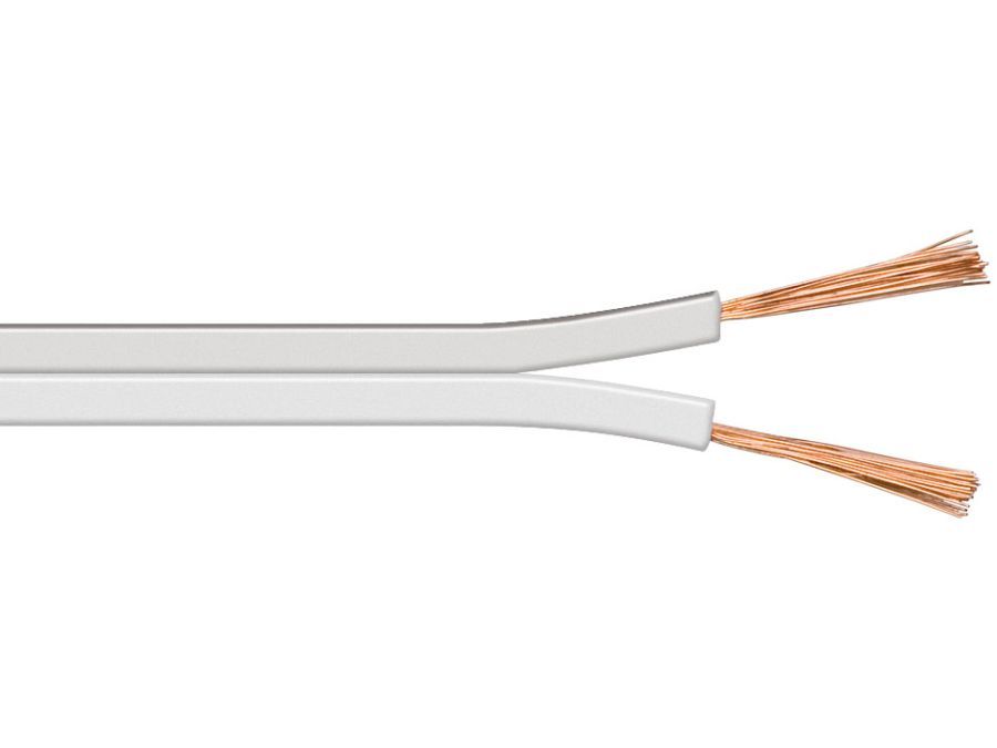 Højttalerledning - 2x0,75mm² CCA, Hvid (100m)