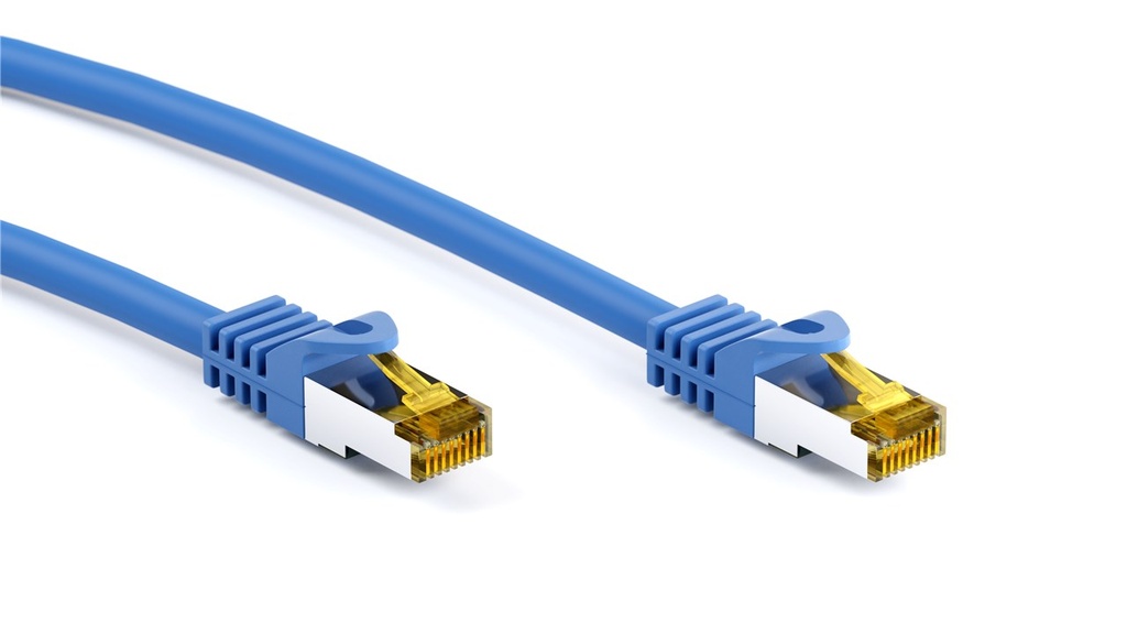 S/FTP netværkskabel - CAT7, PIMF, Halogenfri, CU, Blå (0,5m)