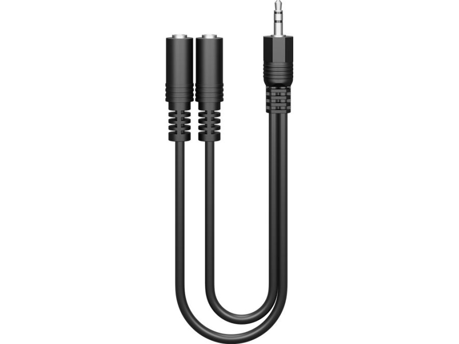 Audiokabel - 3,5mm st.JACK han > 2x 3,5mm st.JACK hun (0,2m)