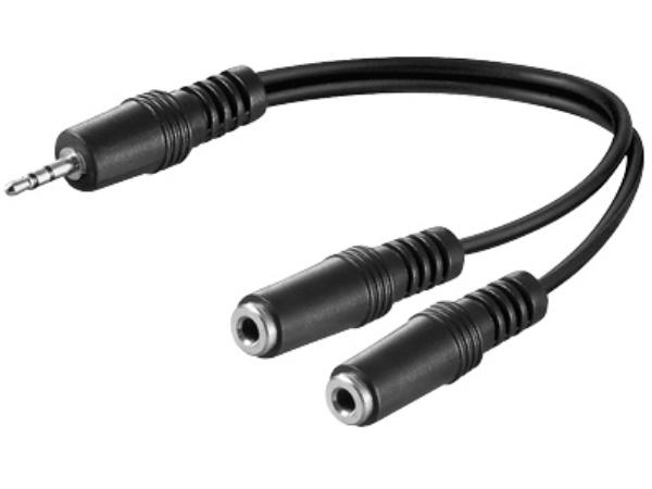 Audiokabel - 3,5mm st.JACK han > 2 x 3,5mm mono JACK hun