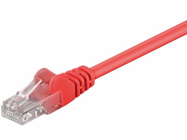 UTP netværkskabel - CAT5E, 2 x RJ45, Rød (2m)
