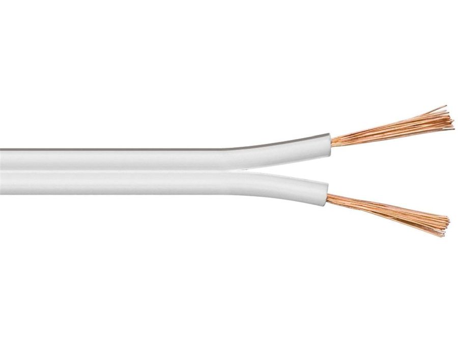 Højttalerledning - 2x0,5mm² OFC, Hvid (metervare)