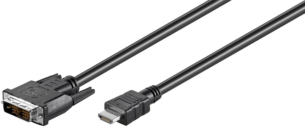 DVI/HDMI kabel - DVI-D(18+1) han > HDMI han, Sort (2m)