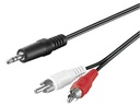 Audiokabel - 3,5mm st.JACK han > 2 x RCA han HQ, Sort (1,5m)