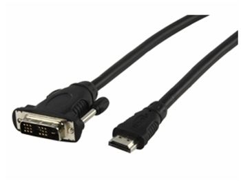 DVI/HDMI kabel - DVI-D(18+1) han > HDMI han, Sort (1m)