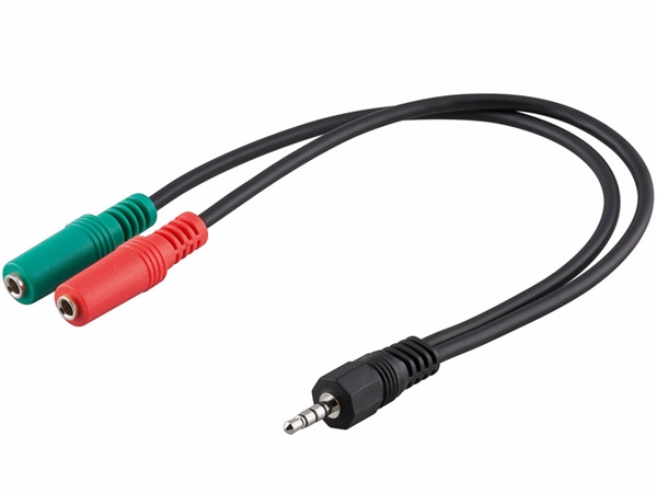 Hovedtelefonkabel - 4P 3,5mm JACK han - 2 x 3,5mm JACK hun