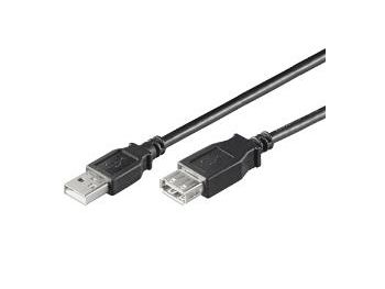USB 2.0 forlængerkabel - A han til A hun, Sort (3m)