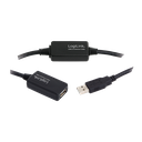 USB 2.0 repeaterkabel - A han til A hun, Sort (20m)