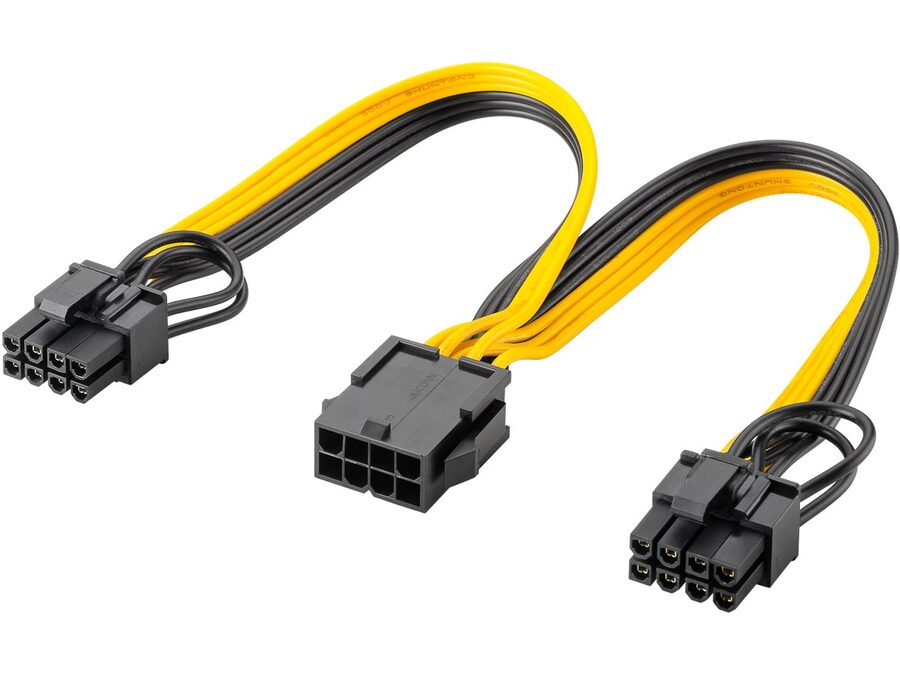 PCIe strønforsyningskabel - 8-Pin hun til Dual 6+2 han