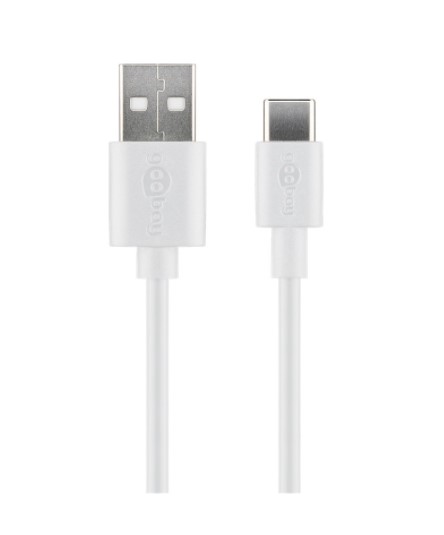 USB-A han > USB-C han (2.0) kabel, 3A, Hvid (0,5m)