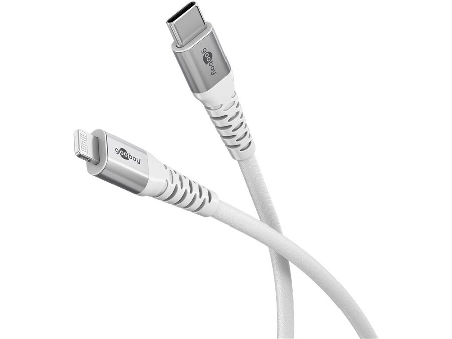 USB-C til Lightning Supersoft PD Tekstilkabel 3A, Hvid (0,5m
