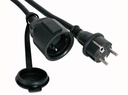 Gummi forlængerkabel - 3G1.5, IP44, Sort (5m)