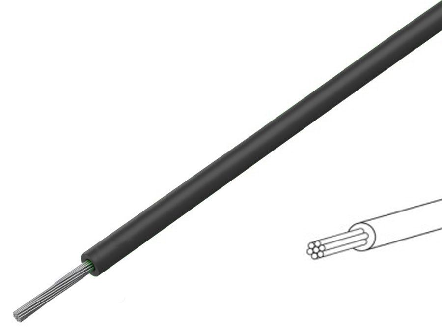 Monteringsledning - 0,5mm² trådet fortinnet CU, Sort (100m)