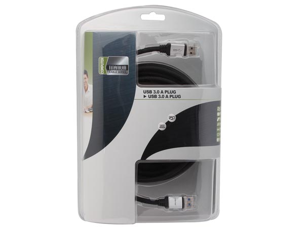 USB 3.0 kabel - A han til A han, Sort - Prof. (5m)