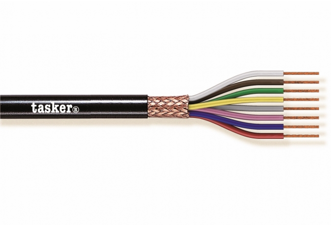 Multikabel, skærmet - 6 x 0,25mm², Ø7mm Sort (100m)