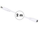 DC forlængerkabel - 5,5x2,1mm han/hun, 3A, Hvid (2m)