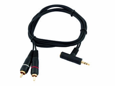 Audiokabel - 3,5mm st. JACK han/hun > 2 x Phono han (1,5m)