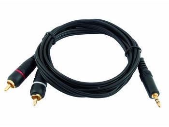 Prof. audiokabel - 3,5mm st. JACK han > 2 x Phono han (6m)