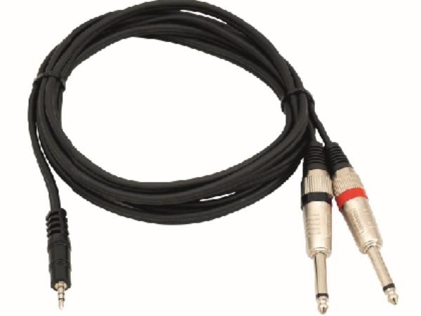 Audiokabel - 3,5mm st.JACK > 2 x 6,35mm mono JACK han (3m)