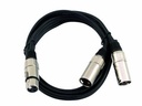 XLR kabel - 3P XLR hun > 2 x 3P XLR han, Sort (1,5m)