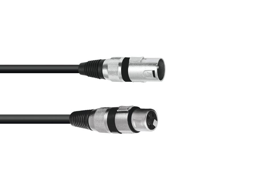 XLR kabel - 3P XLR han til 3P XLR hun, Sort (1m)