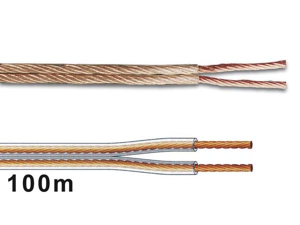 Højttalerledning, prof. - 2x2,5mm², Transparent (metervare)