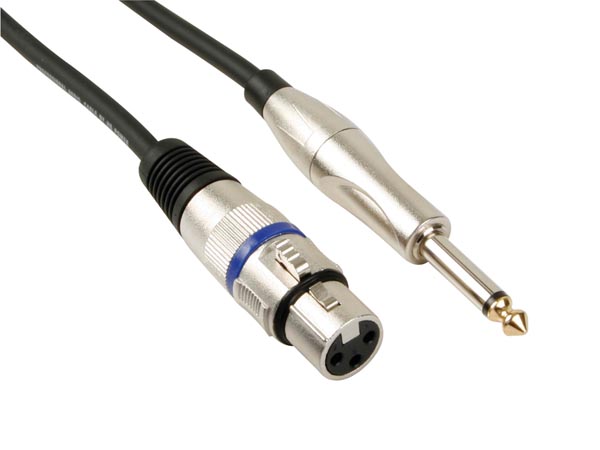 XLR kabel - XLR hun til 6,35mm mono JACK han (10m)