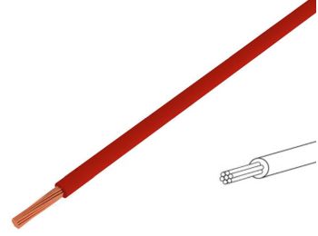 Monteringsledning - 4mm² trådet, PVC, Rød (metervare)