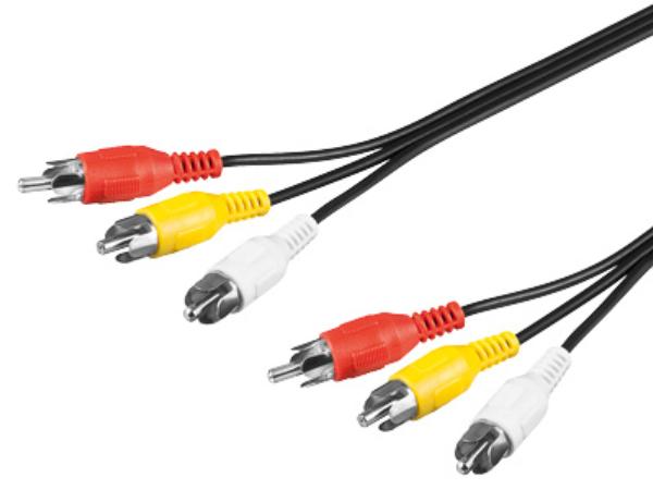 A/V kabel - 3 x RCA han til 3 x RCA han (3m)
