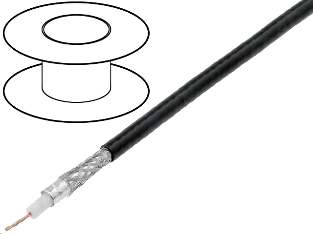 COAX kabel - H155, 50ohm, CU, Ø5,4mm, Sort (metervare)
