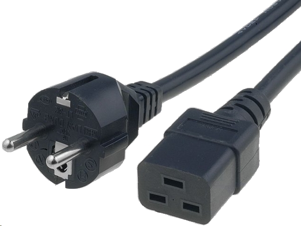 PDU/UPS strømkabel - CEE7/7 han til C19 hun (2m)