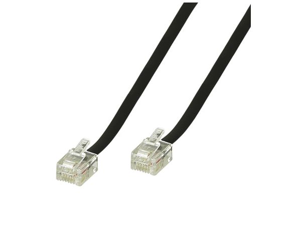 Telefonledning - 2 x RJ11(6P4C) han, Sort (3m)