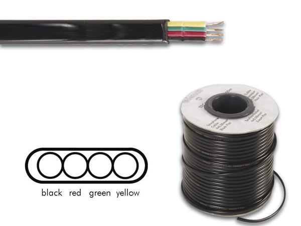 Telefonledning - 4 x 0,08mm² FK4 trådet, Sort (metervare)