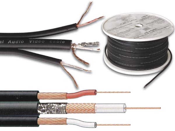 COAX kombikabel - Mini RG59 + 2 x audio, Sort (metervare)