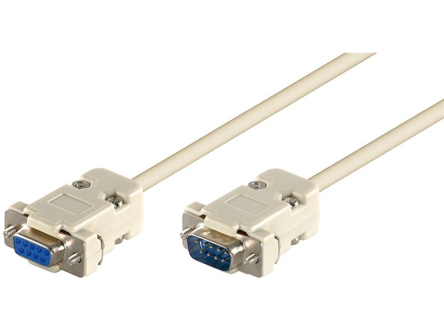 Seriel kabel - SUBD9 han til SUBD9 hun, Beige (2m)
