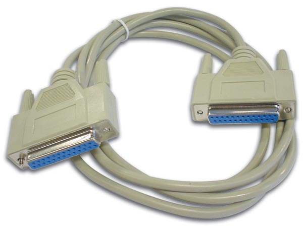 Null modemkabel - SUBD25 hun til SUBD25 hun (2m)