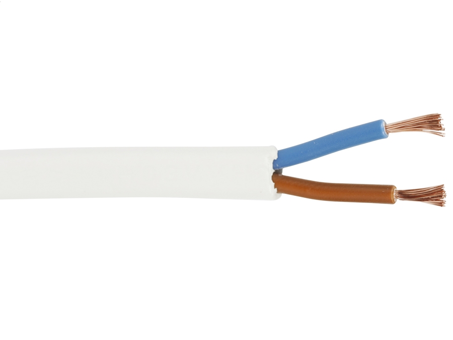 Plastkappeledning - 2x0,75mm² PKLF flad, Hvid (metervare)