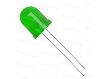 10mm LED - Rund, GRØN (90mcd 60°)