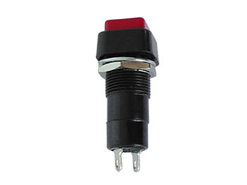 Rund Trykkontakt - 1P ON-(OFF), 3A/125V, Sort (Ø12mm)