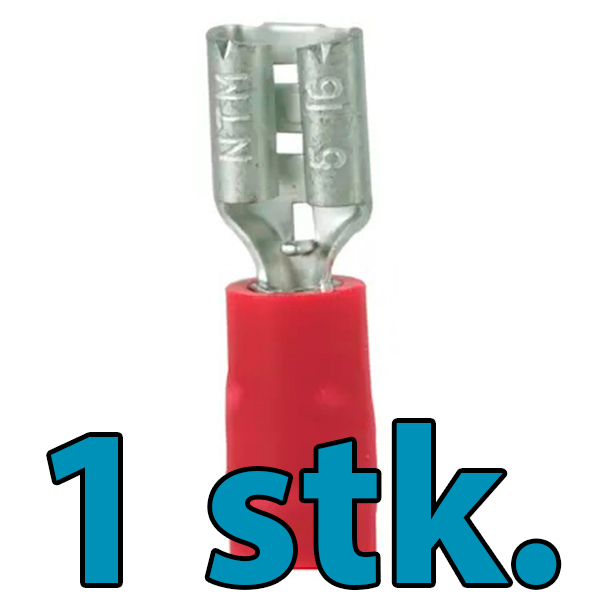 Isoleret spademuffe 0,5-1,5 mm² rød 6,3x0,8 mm. - 1 stk.
